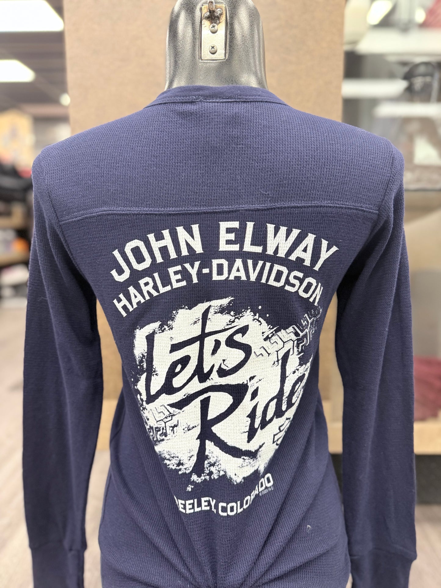 John Elway Harley Davidson Women's Long Sleeve T-Shirt 40298679