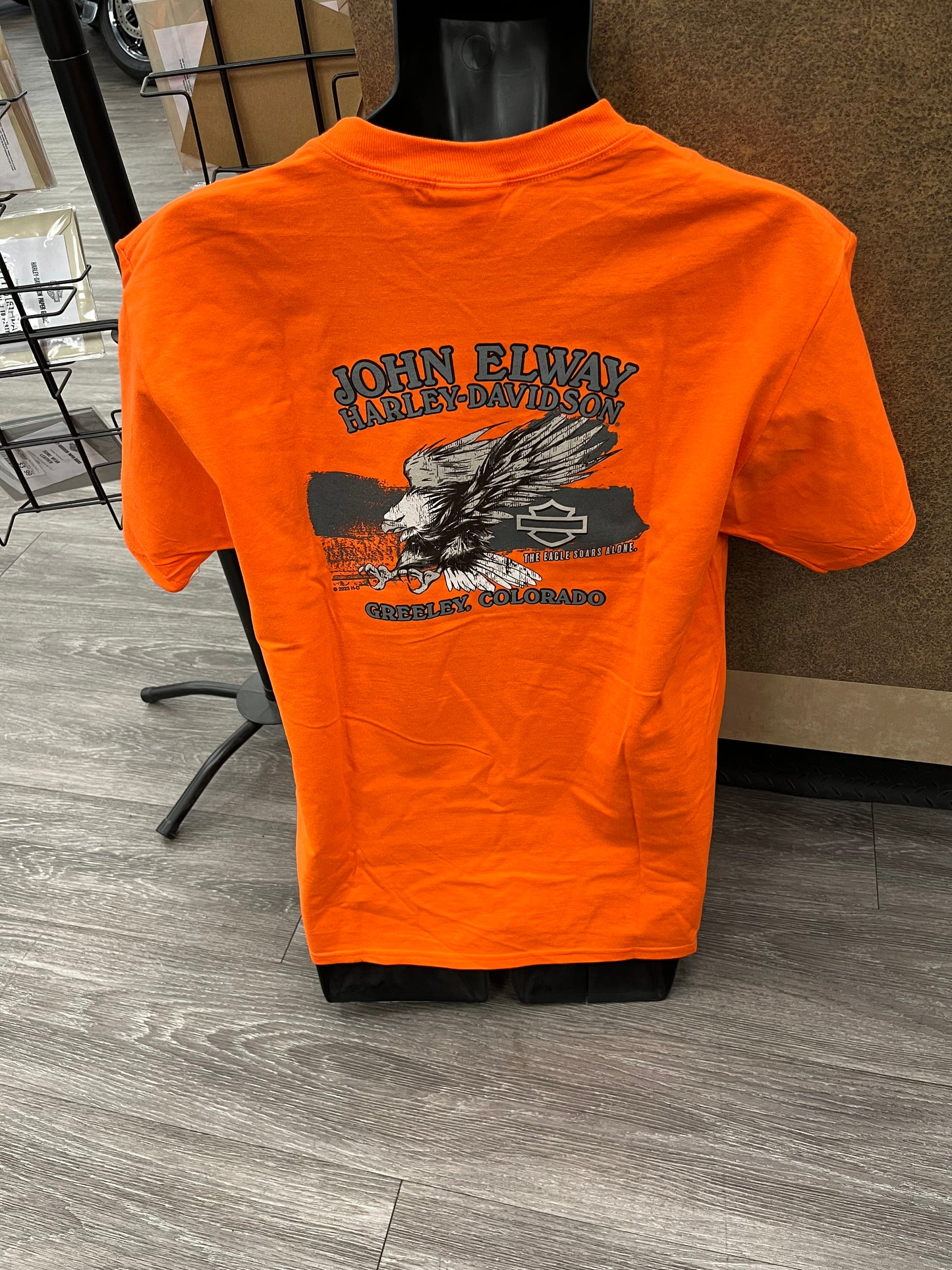John Elway Harley-Davidson Men's Orange T-Shirt 3001718